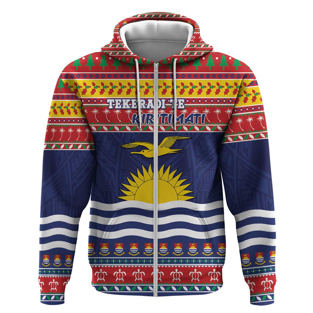 Kiribati Christmas Zip Hoodie Coat Of Arms Tekeraoi Te Kiritimati