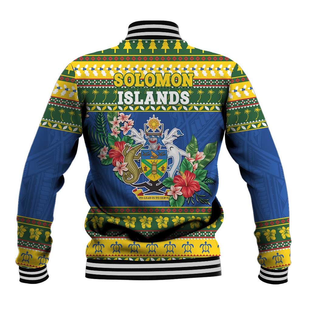 Solomon Islands Christmas Baseball Jacket Coat Of Arms Merry Xmas