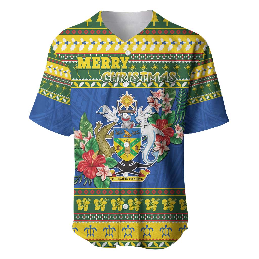 Solomon Islands Christmas Baseball Jersey Coat Of Arms Merry Xmas