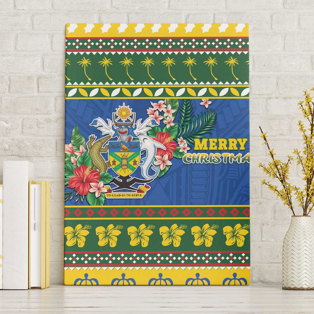 Solomon Islands Christmas Canvas Wall Art Coat Of Arms Merry Xmas