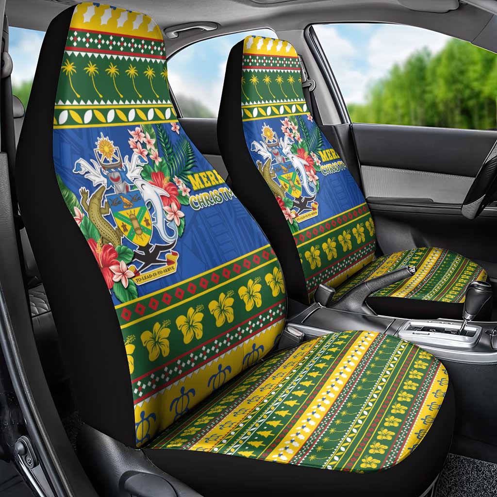 Solomon Islands Christmas Car Seat Cover Coat Of Arms Merry Xmas LT05 - Polynesian Pride