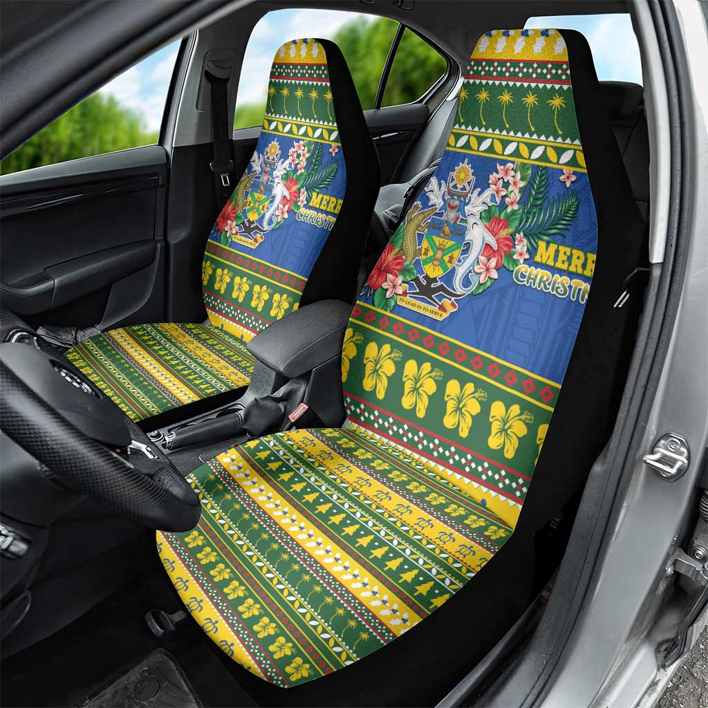 Solomon Islands Christmas Car Seat Cover Coat Of Arms Merry Xmas LT05 - Polynesian Pride