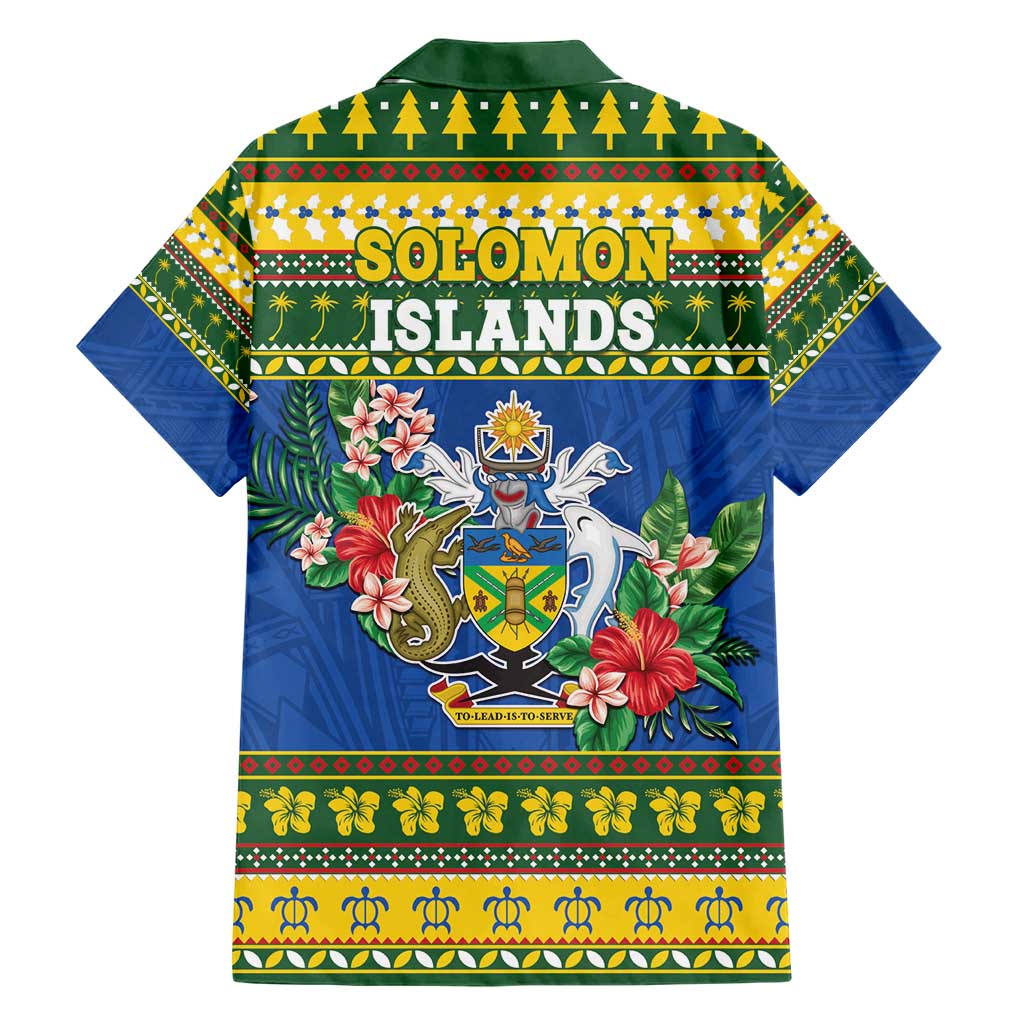 Solomon Islands Christmas Hawaiian Shirt Coat Of Arms Merry Xmas LT05 - Polynesian Pride