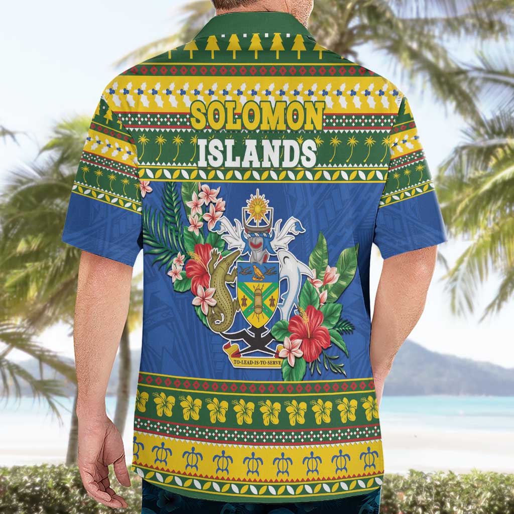 Solomon Islands Christmas Hawaiian Shirt Coat Of Arms Merry Xmas LT05 - Polynesian Pride
