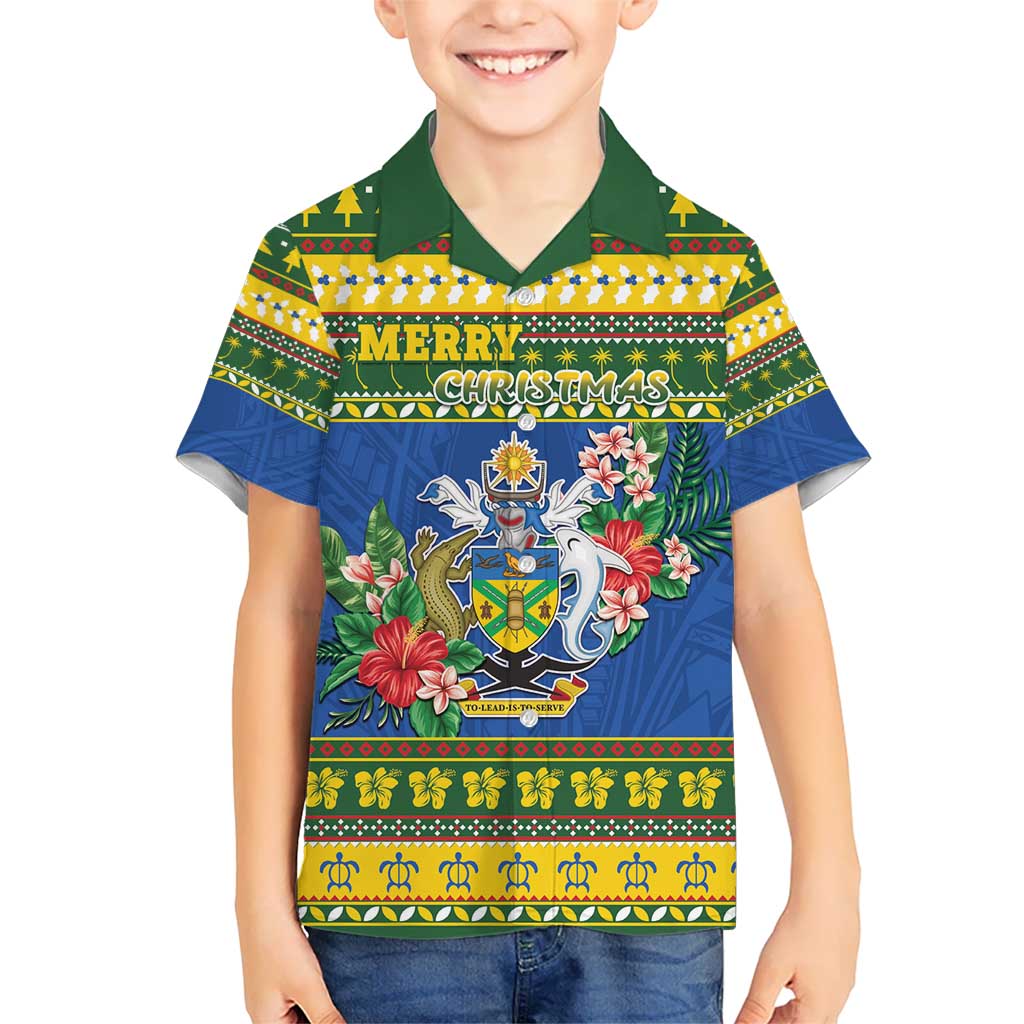 Solomon Islands Christmas Hawaiian Shirt Coat Of Arms Merry Xmas LT05 - Polynesian Pride