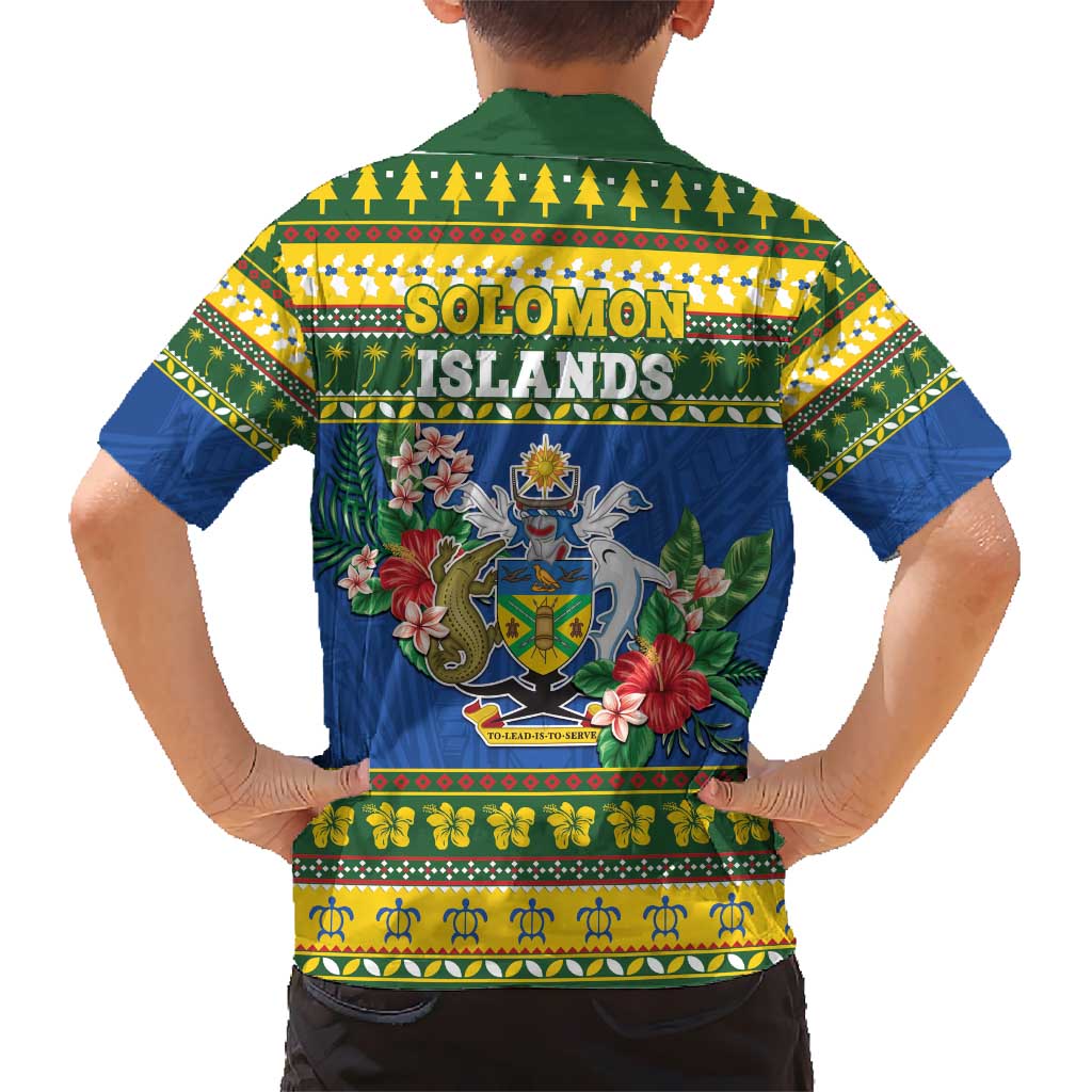 Solomon Islands Christmas Kid Hawaiian Shirt Coat Of Arms Merry Xmas LT05 - Polynesian Pride