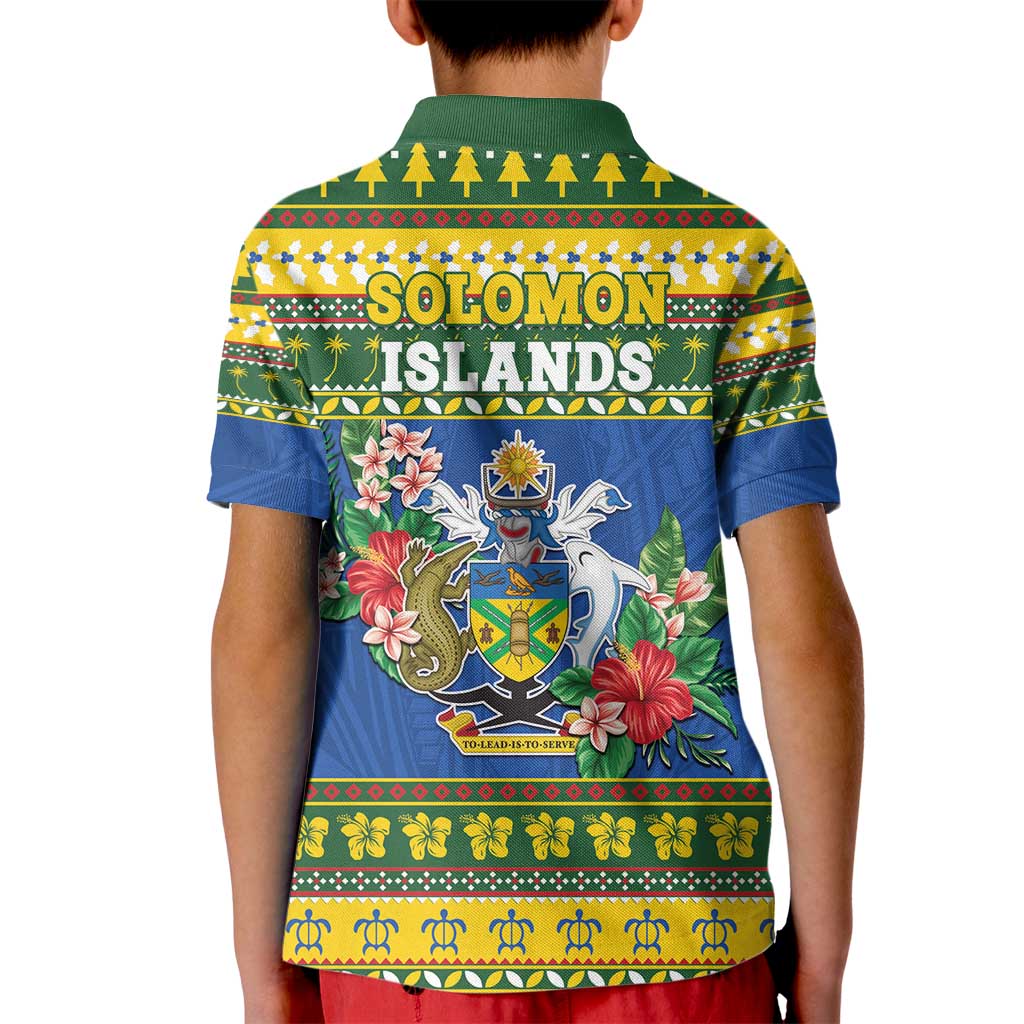 Solomon Islands Christmas Kid Polo Shirt Coat Of Arms Merry Xmas LT05 - Polynesian Pride