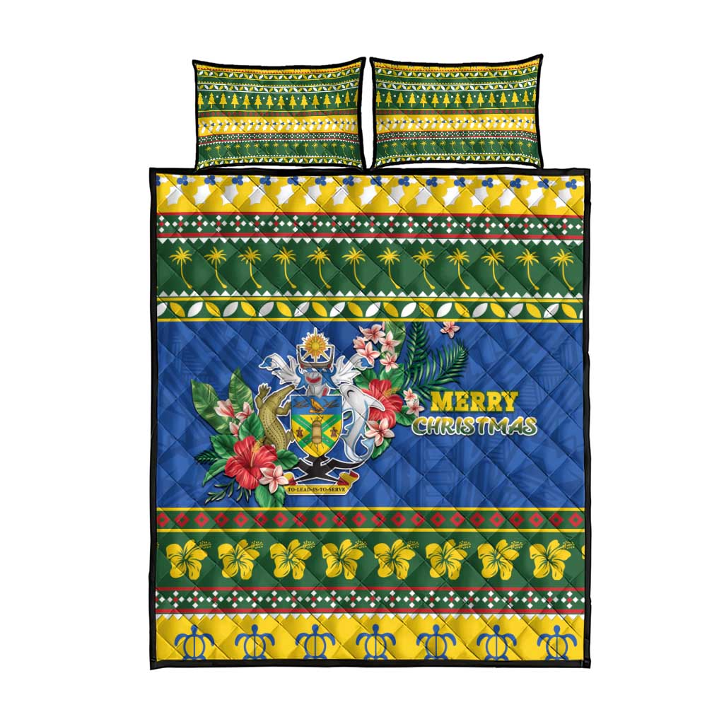 Solomon Islands Christmas Quilt Bed Set Coat Of Arms Merry Xmas