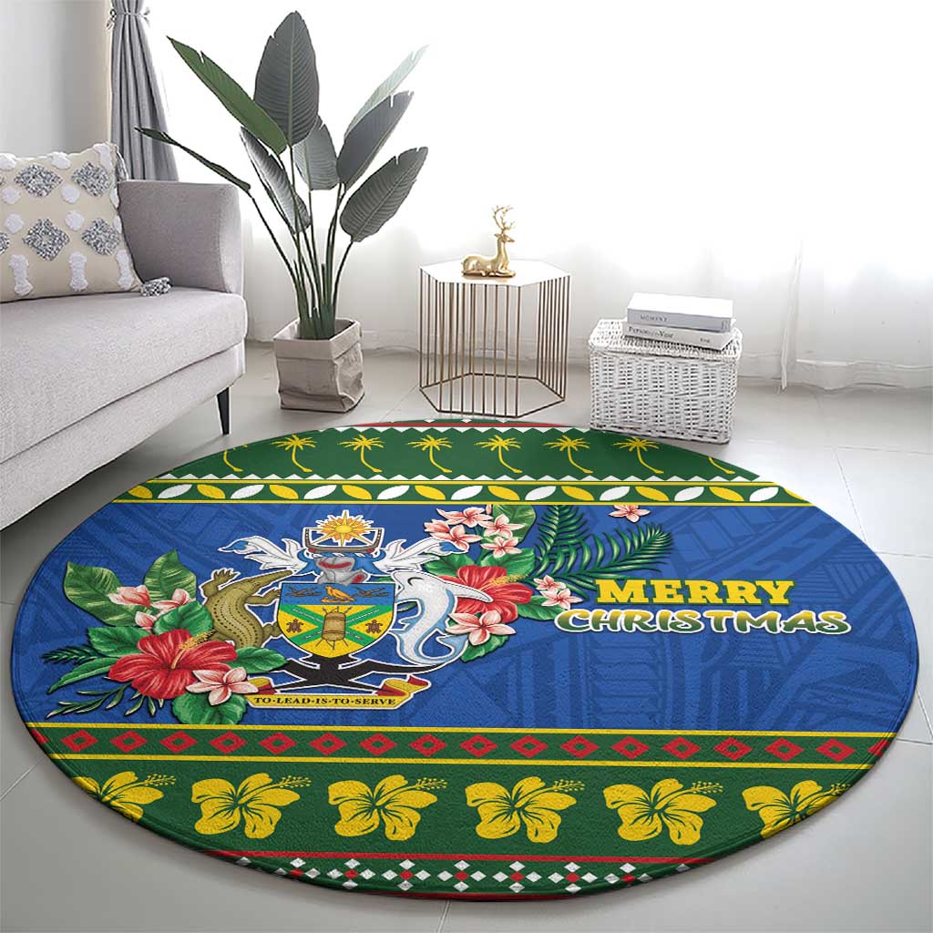 Solomon Islands Christmas Round Carpet Coat Of Arms Merry Xmas