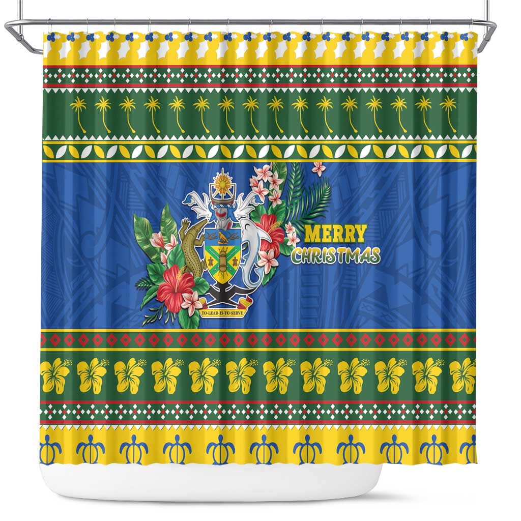 Solomon Islands Christmas Shower Curtain Coat Of Arms Merry Xmas