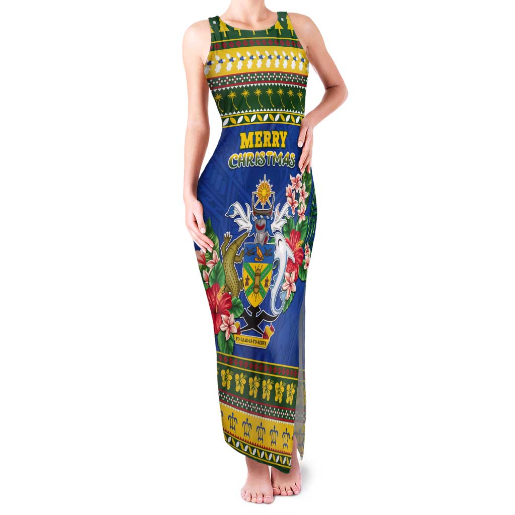 Solomon Islands Christmas Tank Maxi Dress Coat Of Arms Merry Xmas LT05 Women Green - Polynesian Pride