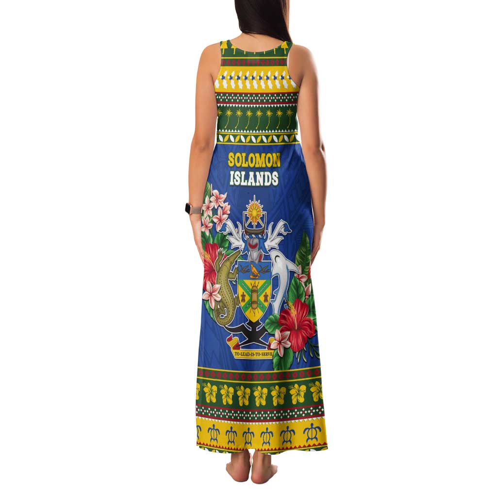Solomon Islands Christmas Tank Maxi Dress Coat Of Arms Merry Xmas LT05 - Polynesian Pride