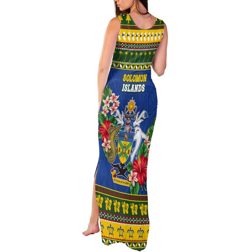Solomon Islands Christmas Tank Maxi Dress Coat Of Arms Merry Xmas LT05 - Polynesian Pride