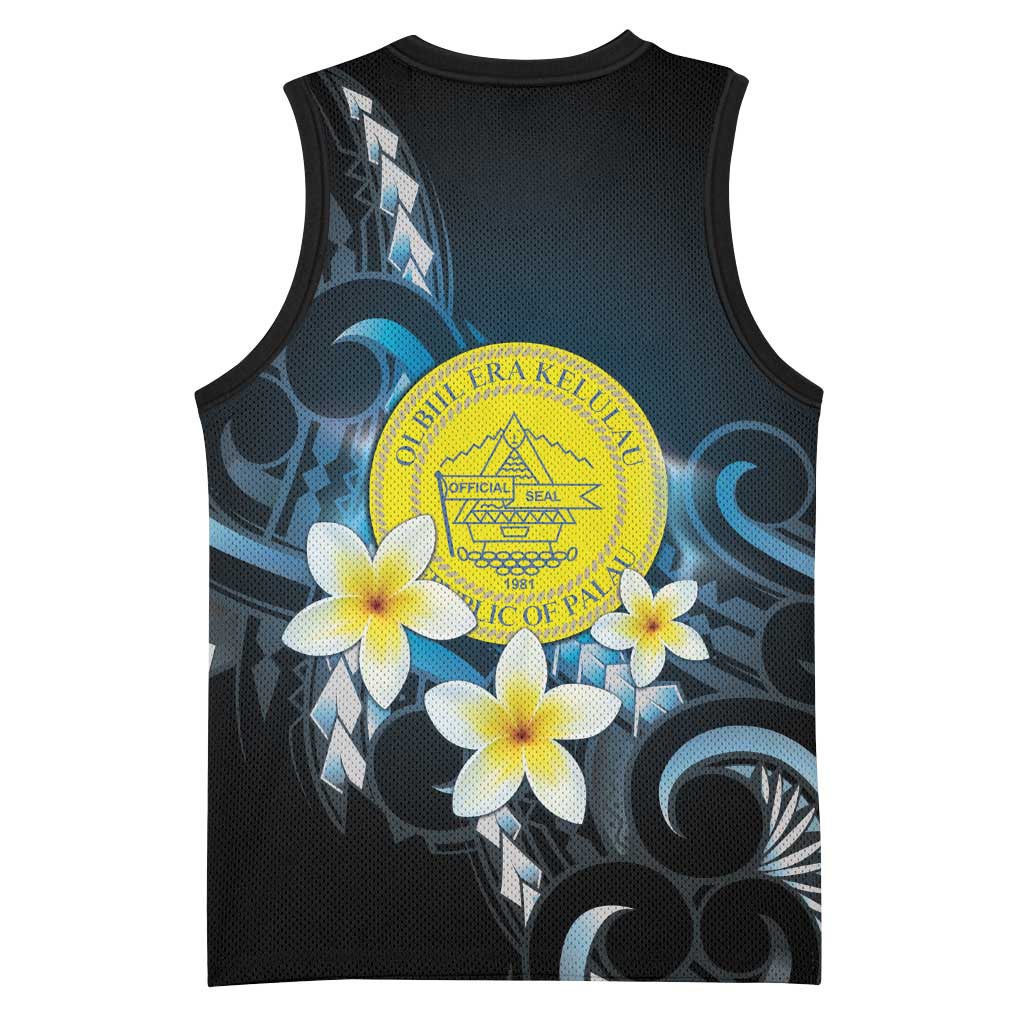 Palau United Nations Day Basketball Jersey Polynesian Curves Plumeria - Polynesian Pride