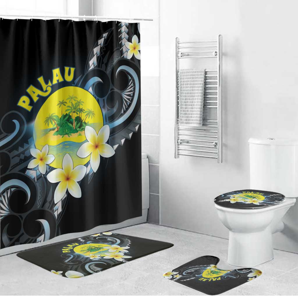 Palau United Nations Day Bathroom Set Polynesian Curves Plumeria - Polynesian Pride