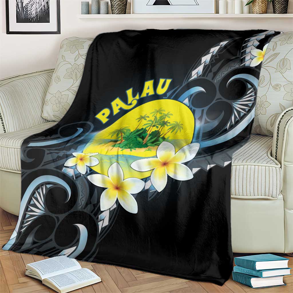 Palau United Nations Day Blanket Polynesian Curves Plumeria - Polynesian Pride
