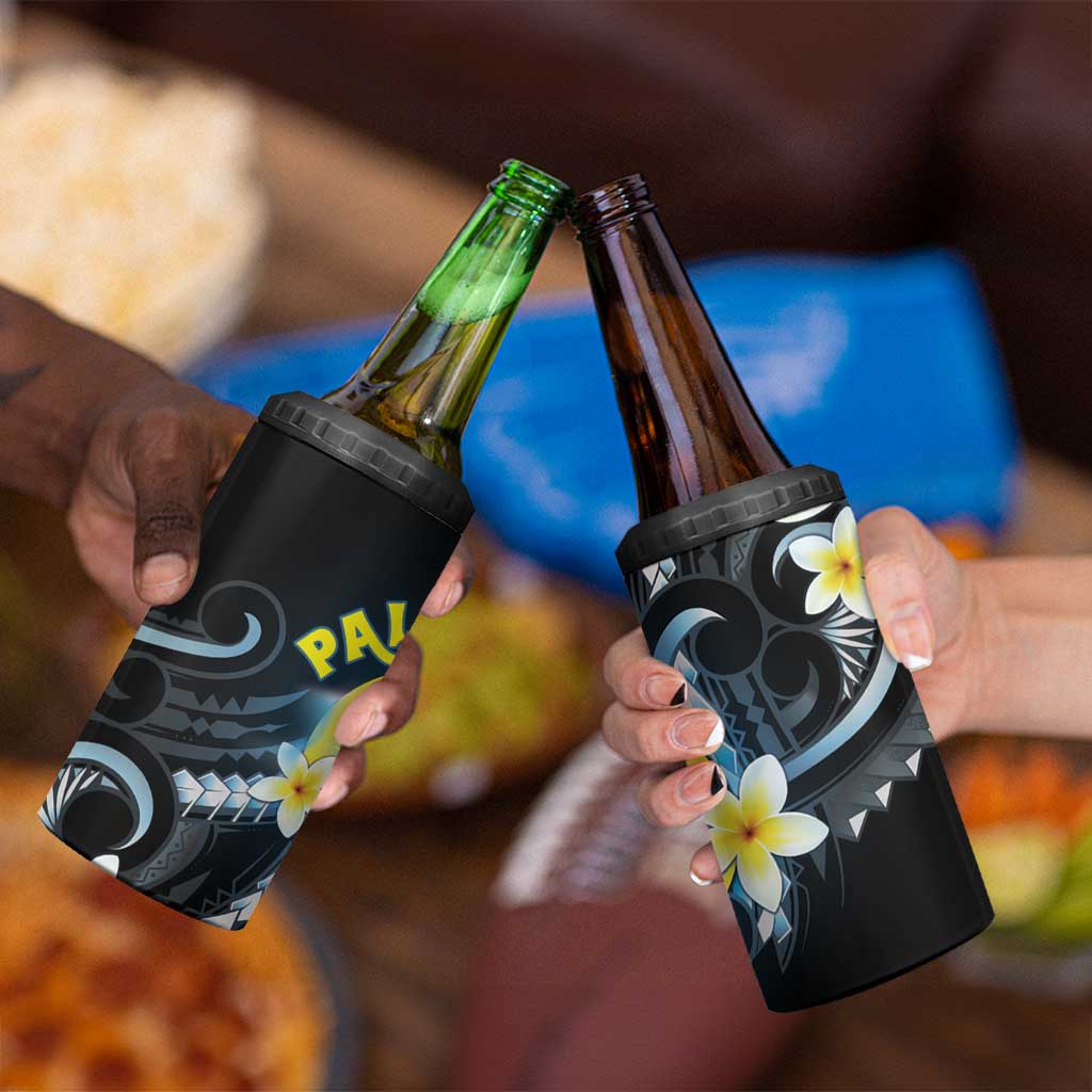 Palau United Nations Day 4 in 1 Can Cooler Tumbler Polynesian Curves Plumeria - Polynesian Pride