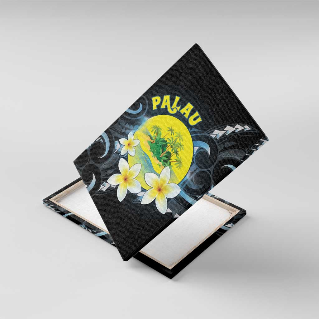 Palau United Nations Day Canvas Wall Art Polynesian Curves Plumeria - Polynesian Pride