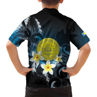 Palau United Nations Day Family Matching Long Sleeve Bodycon Dress and Hawaiian Shirt Polynesian Curves Plumeria LT05 - Polynesian Pride