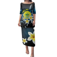 Palau United Nations Day Family Matching Puletasi and Hawaiian Shirt Polynesian Curves Plumeria - Polynesian Pride
