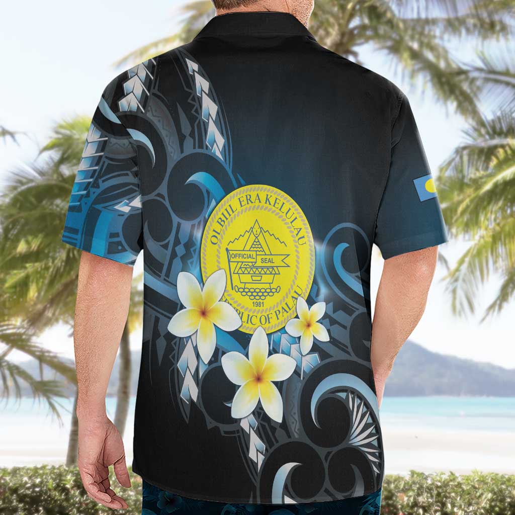 Palau United Nations Day Hawaiian Shirt Polynesian Curves Plumeria - Polynesian Pride