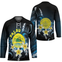 Palau United Nations Day Hockey Jersey Polynesian Curves Plumeria - Polynesian Pride