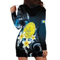 Palau United Nations Day Hoodie Dress Polynesian Curves Plumeria - Polynesian Pride