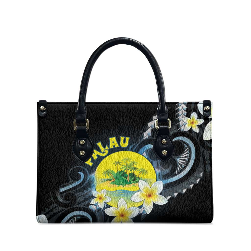 Palau United Nations Day Leather Bag Polynesian Curves Plumeria - Polynesian Pride