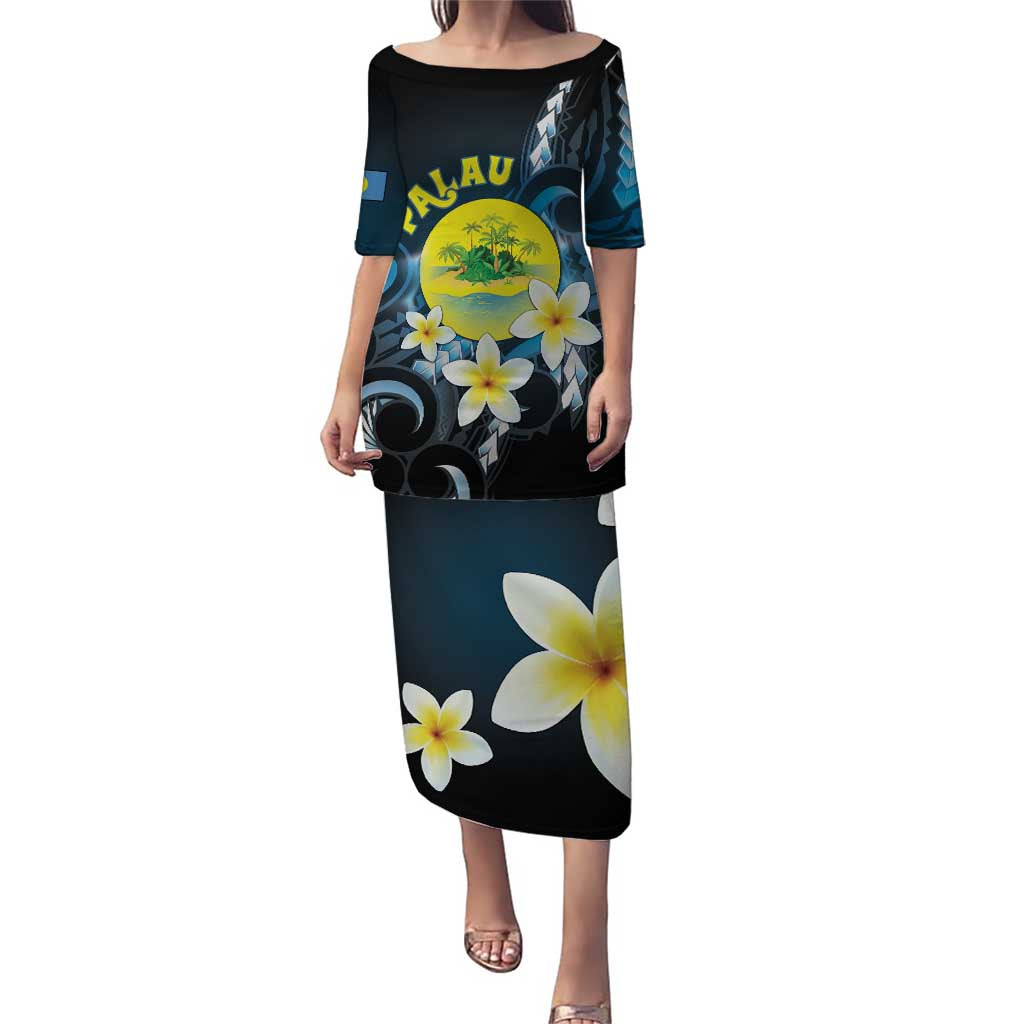Palau United Nations Day Puletasi Polynesian Curves Plumeria - Polynesian Pride