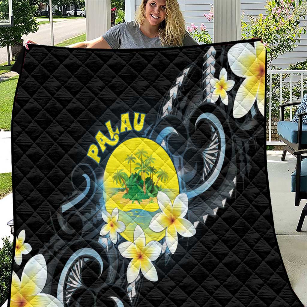 Palau United Nations Day Quilt Polynesian Curves Plumeria - Polynesian Pride