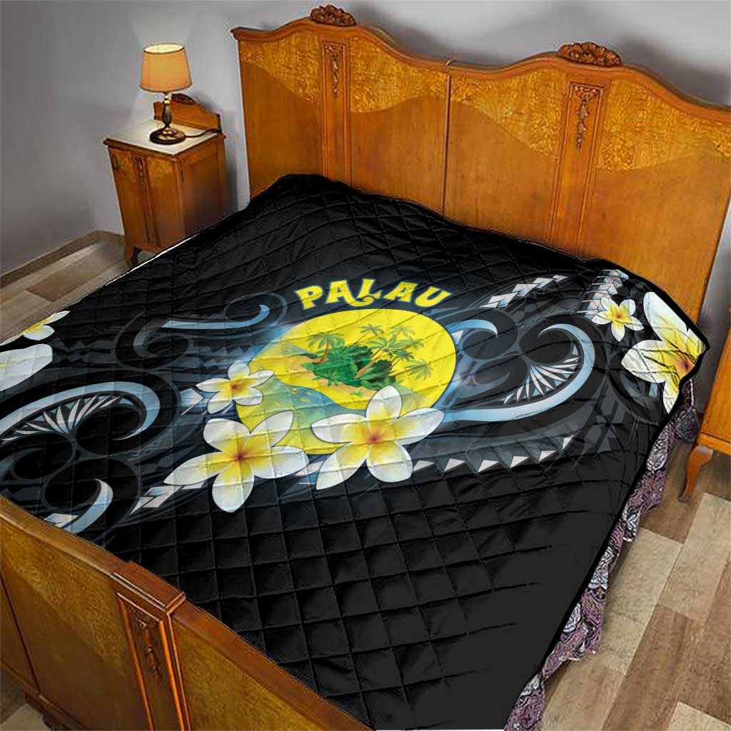 Palau United Nations Day Quilt Polynesian Curves Plumeria - Polynesian Pride