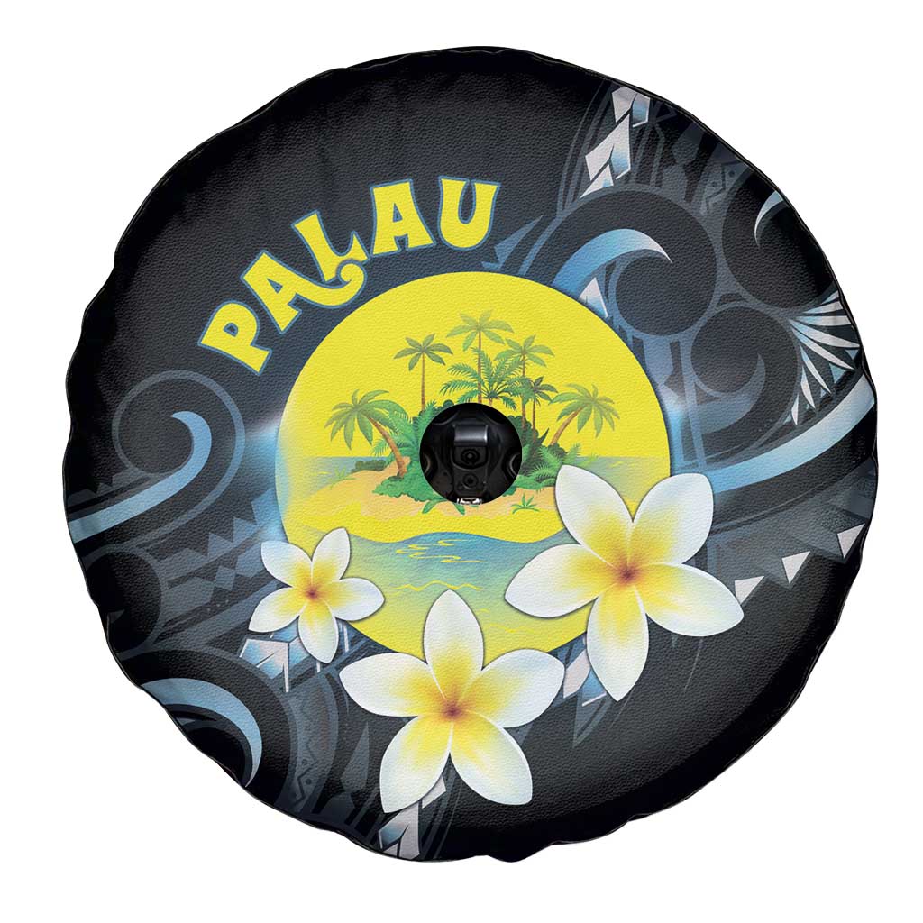 Palau United Nations Day Spare Tire Cover Polynesian Curves Plumeria - Polynesian Pride