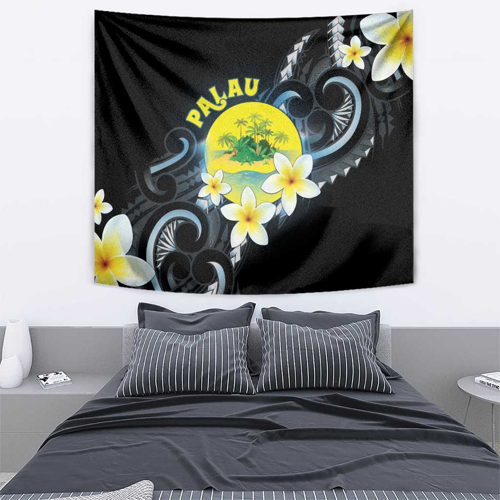 Palau United Nations Day Tapestry Polynesian Curves Plumeria - Polynesian Pride