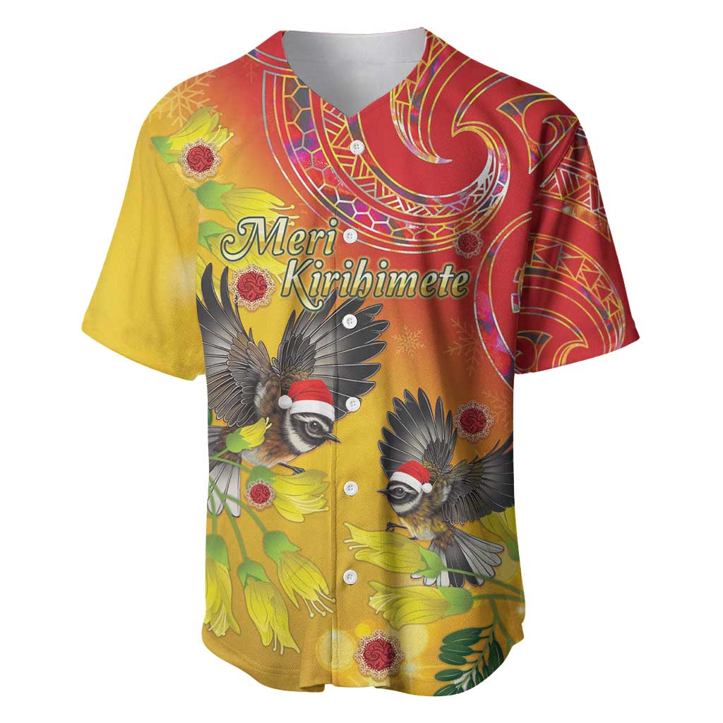 New Zealand Piwakawaka Christmas Baseball Jersey With Maori Pattern