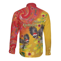 New Zealand Piwakawaka Christmas Long Sleeve Button Shirt With Maori Pattern LT05 - Polynesian Pride