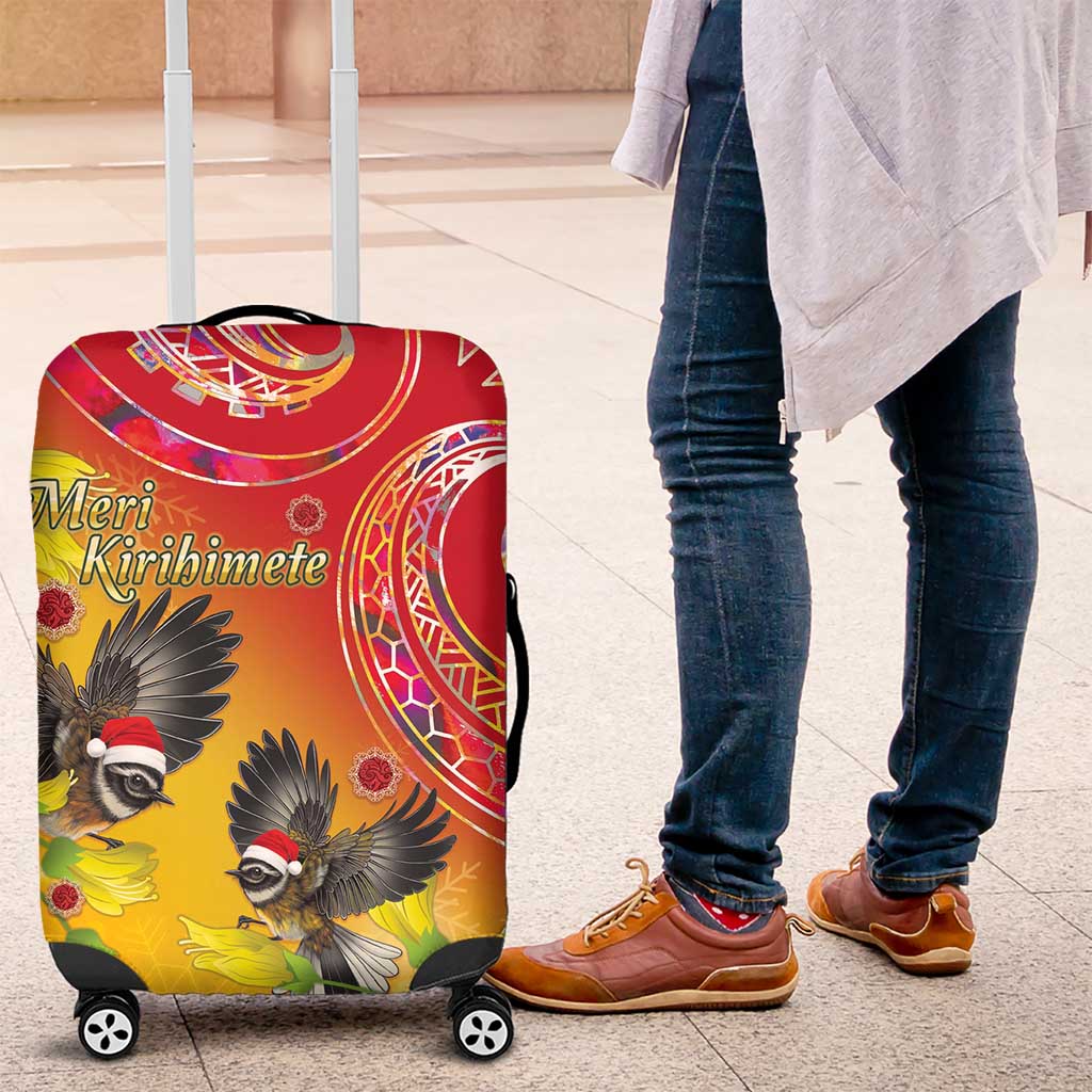 New Zealand Piwakawaka Christmas Luggage Cover With Maori Pattern LT05 Yellow - Polynesian Pride