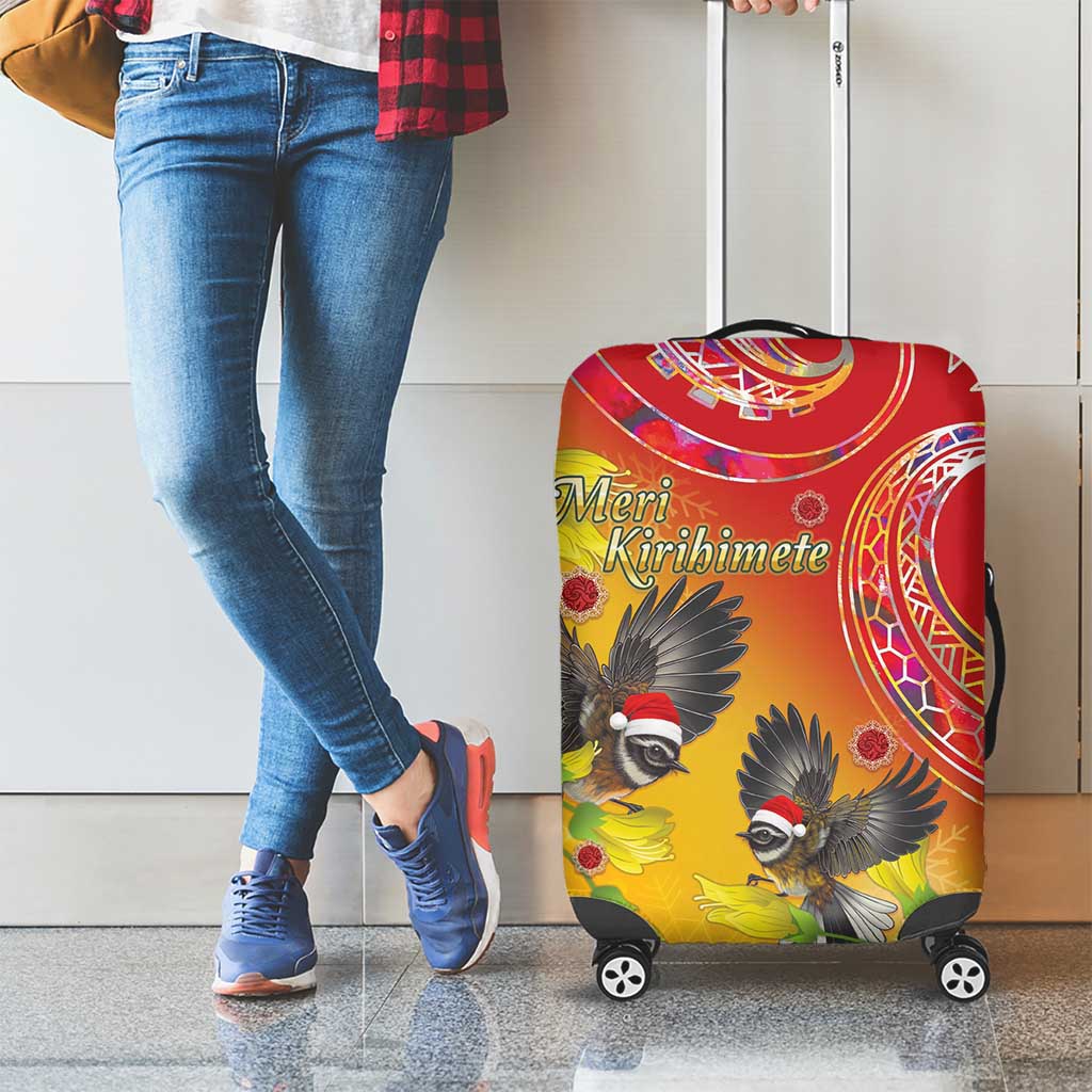 New Zealand Piwakawaka Christmas Luggage Cover With Maori Pattern LT05 - Polynesian Pride