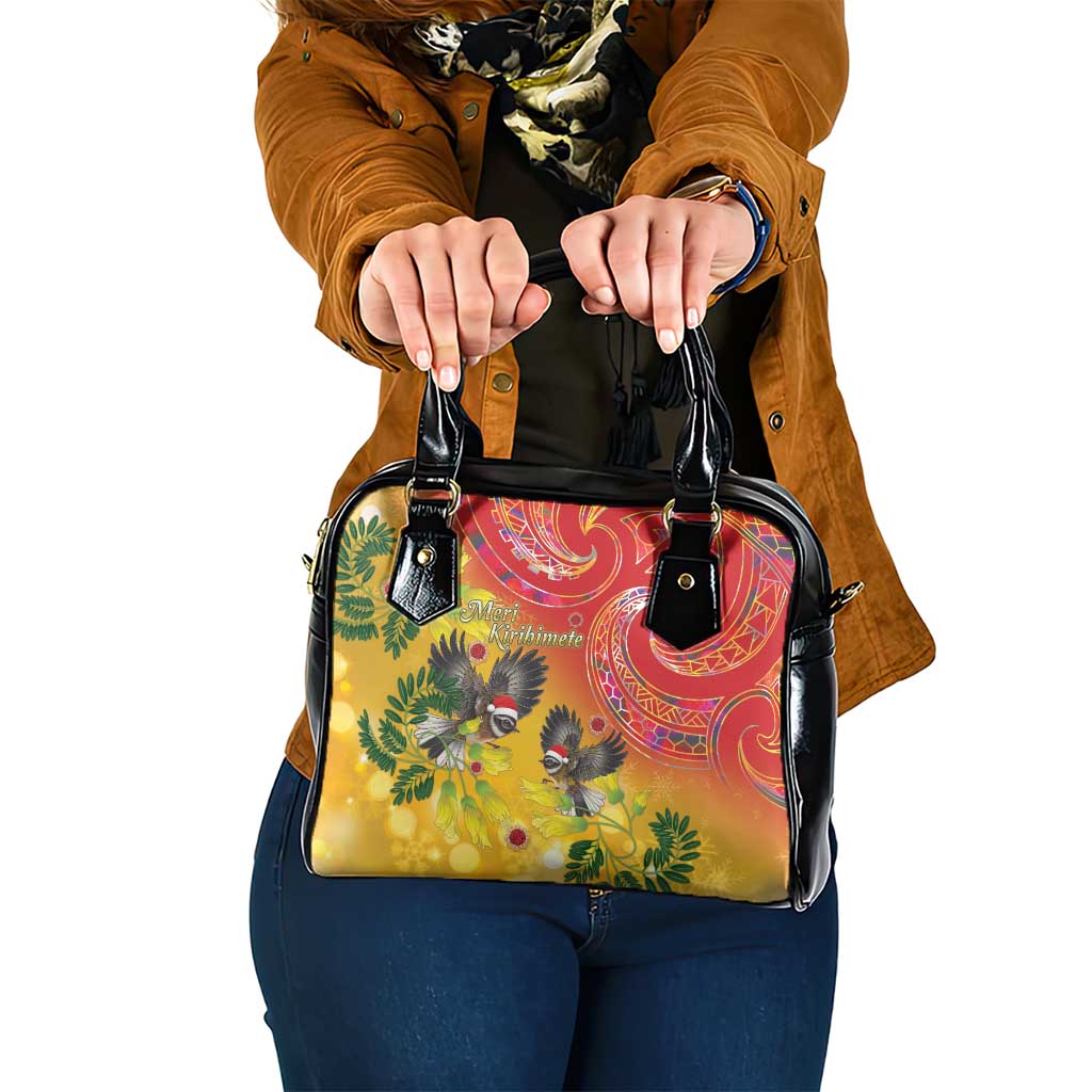 New Zealand Piwakawaka Christmas Shoulder Handbag With Maori Pattern LT05 One Size Yellow - Polynesian Pride