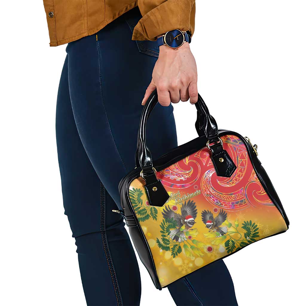 New Zealand Piwakawaka Christmas Shoulder Handbag With Maori Pattern LT05 - Polynesian Pride