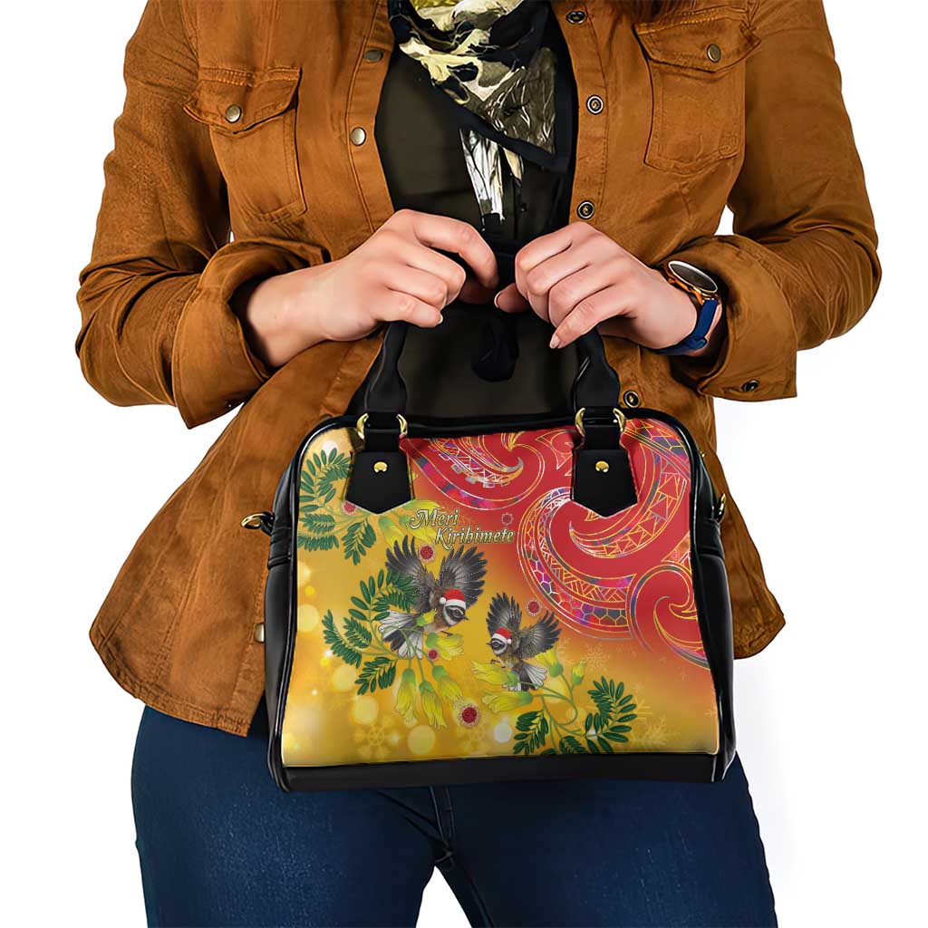 New Zealand Piwakawaka Christmas Shoulder Handbag With Maori Pattern LT05 - Polynesian Pride
