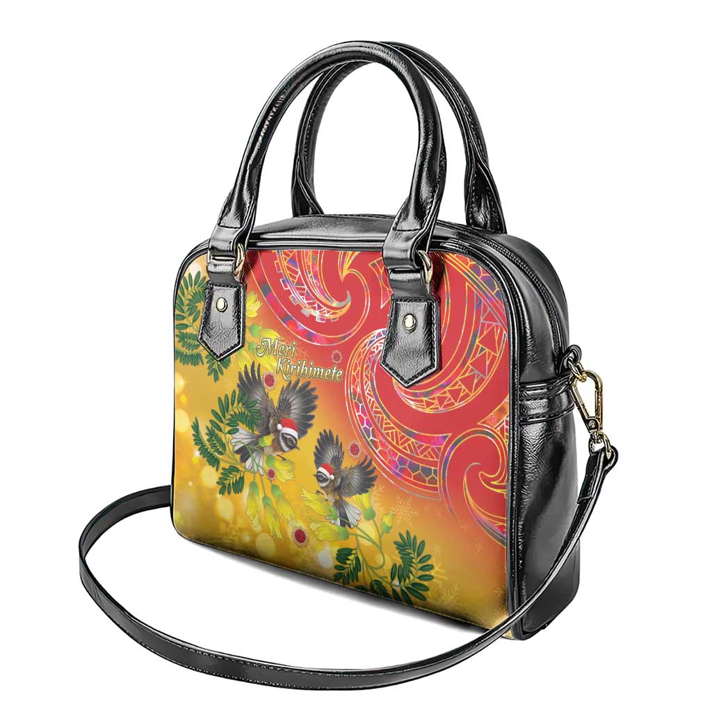 New Zealand Piwakawaka Christmas Shoulder Handbag With Maori Pattern LT05 - Polynesian Pride