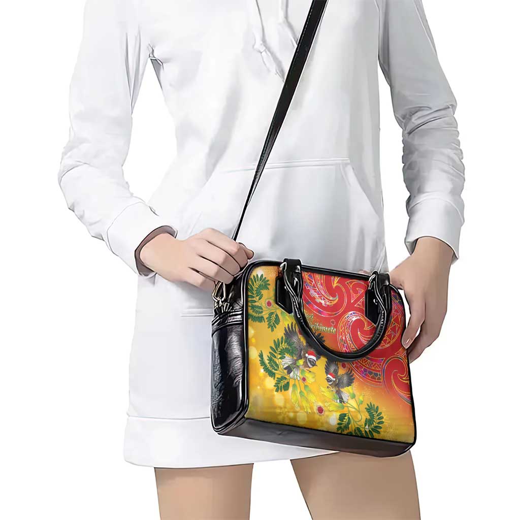 New Zealand Piwakawaka Christmas Shoulder Handbag With Maori Pattern LT05 - Polynesian Pride