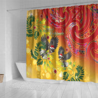 New Zealand Piwakawaka Christmas Shower Curtain With Maori Pattern LT05 - Polynesian Pride