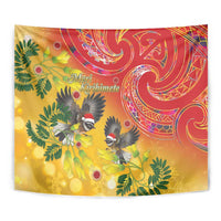 New Zealand Piwakawaka Christmas Tapestry With Maori Pattern