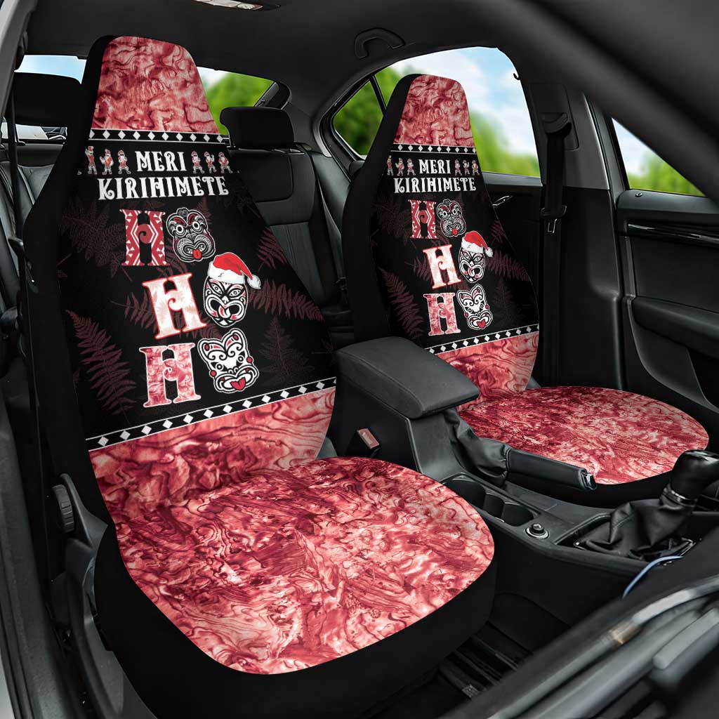 New Zealand Tiki Christmas Car Seat Cover Ho Ho Ho Paua Shell Glitter Red