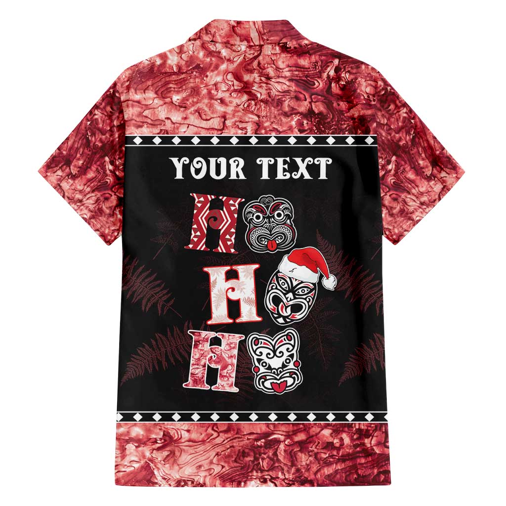 Personalised New Zealand Tiki Christmas Family Matching Puletasi and Hawaiian Shirt Ho Ho Ho Paua Shell Glitter Red LT05 - Polynesian Pride