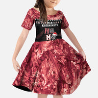 Personalised New Zealand Tiki Christmas Family Matching Tank Maxi Dress and Hawaiian Shirt Ho Ho Ho Paua Shell Glitter Red LT05 Daughter's Dress Black - Polynesian Pride