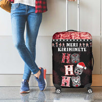 New Zealand Tiki Christmas Luggage Cover Ho Ho Ho Paua Shell Glitter Red LT05 - Polynesian Pride