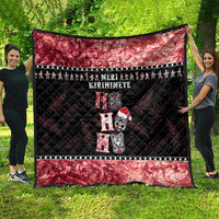New Zealand Tiki Christmas Quilt Ho Ho Ho Paua Shell Glitter Red LT05 - Polynesian Pride