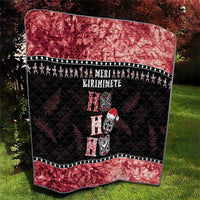 New Zealand Tiki Christmas Quilt Ho Ho Ho Paua Shell Glitter Red LT05 - Polynesian Pride